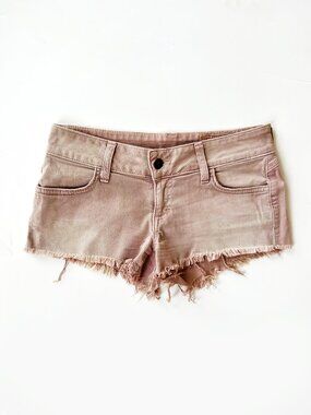Siwy Pink Denim Cutoff Shorts Size 23 Frayed Hem Heart Pocket Distressed